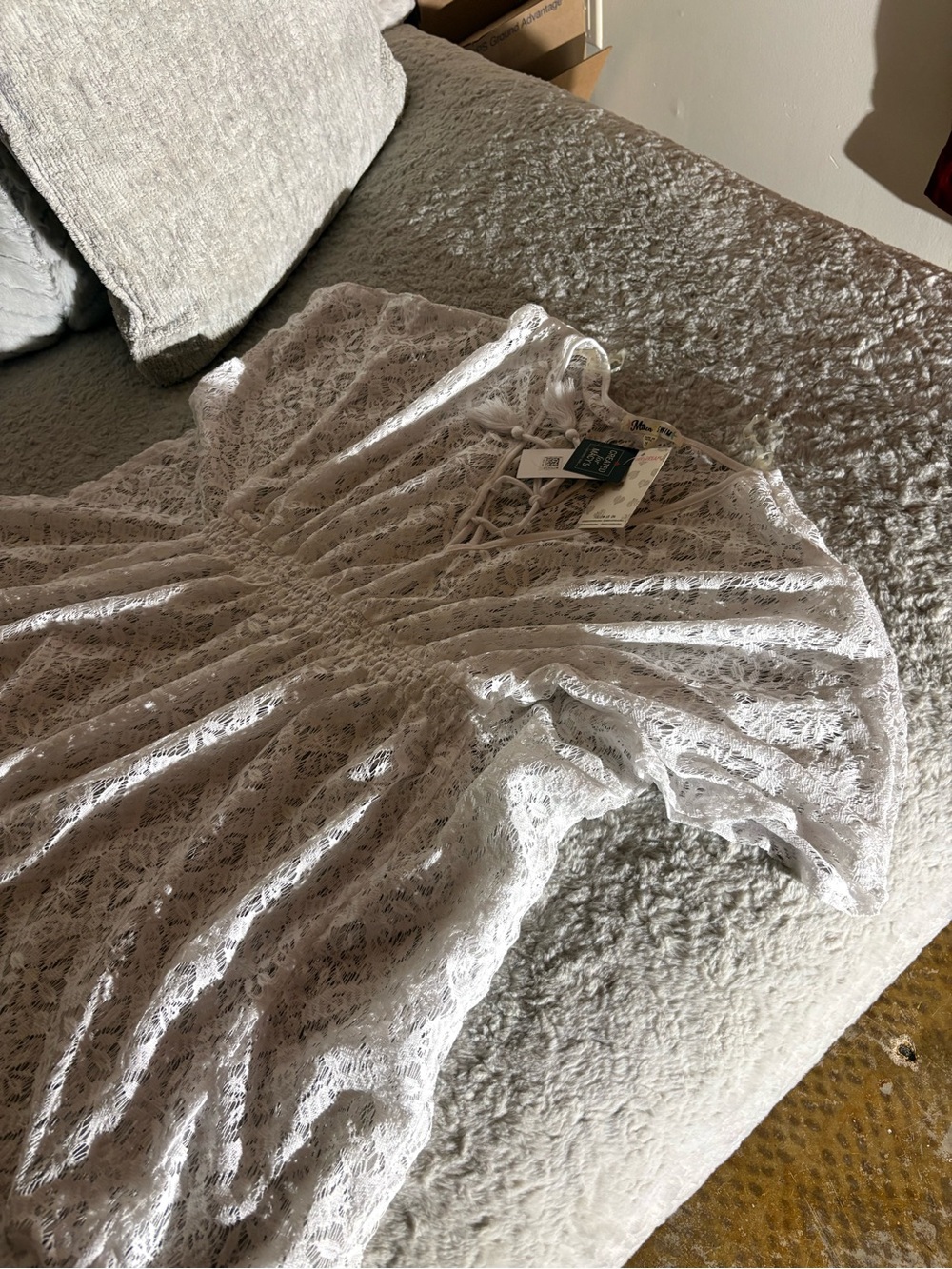 Miken Swim White Sheer Crochet Beach Cover-Up - Picture 6 of 11